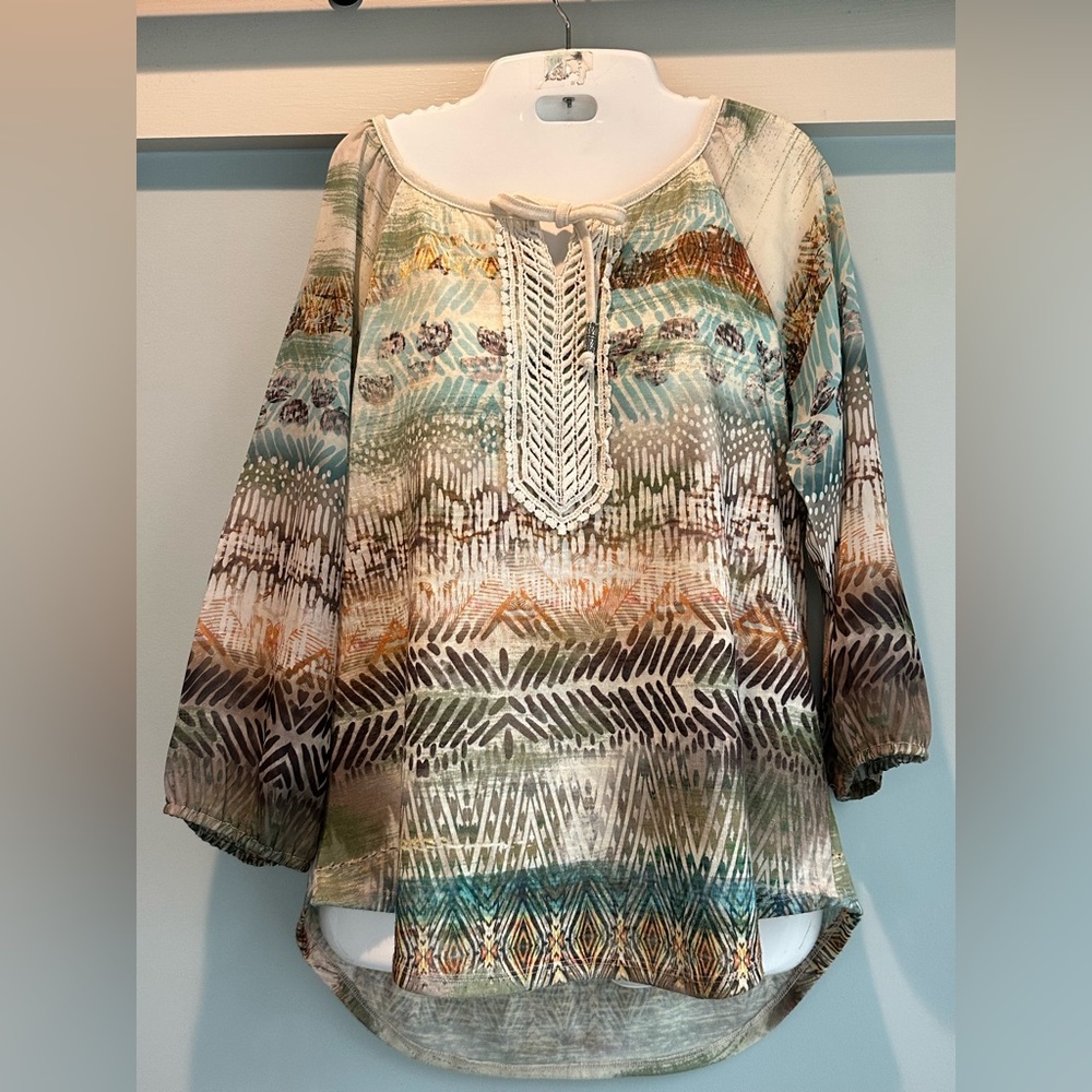 Chico’s 3/4 sleeve Boho peasant blouse Chico’s size 1 (M)